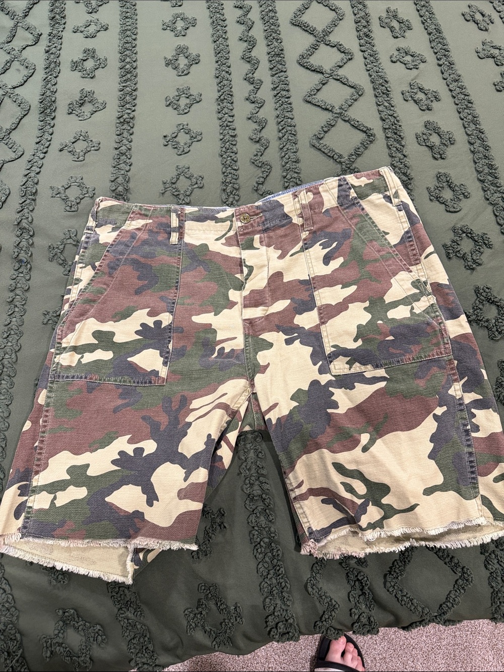 Obey Men's Button Fly Camo Cargo Shorts